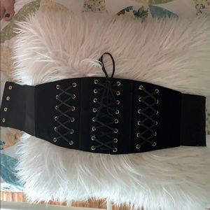 Faux suede corset waist belt
